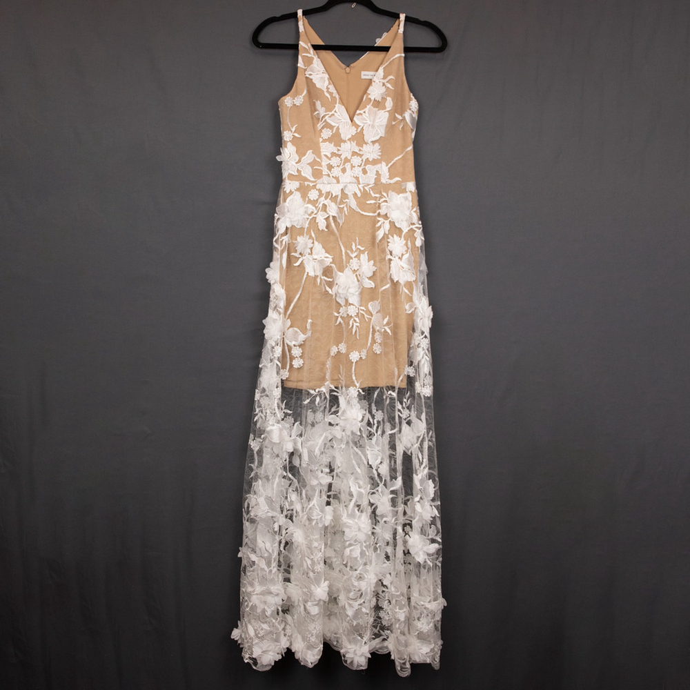 Dress The Population Sidney A-line floral sheer long gown NWT-XXS